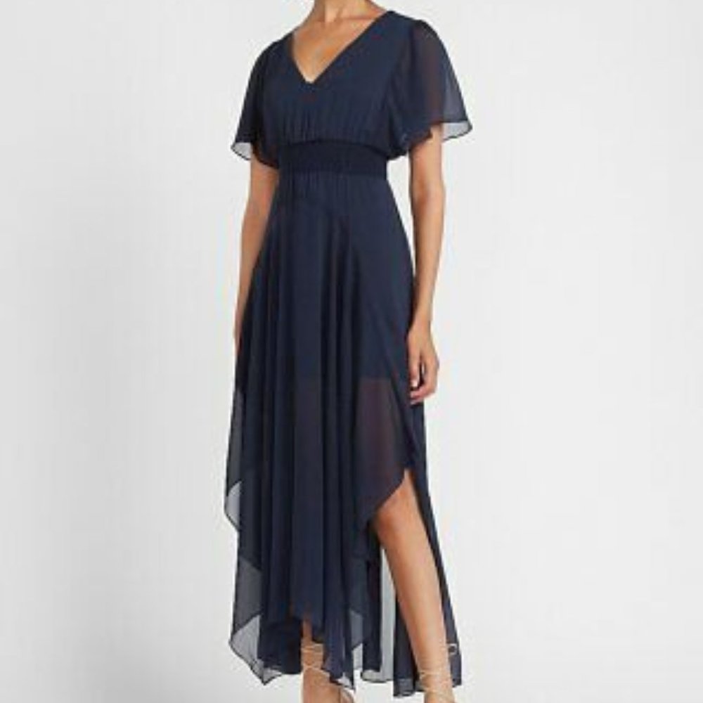 NWT Express Flutter Sleeve Smocked Waist Maxi